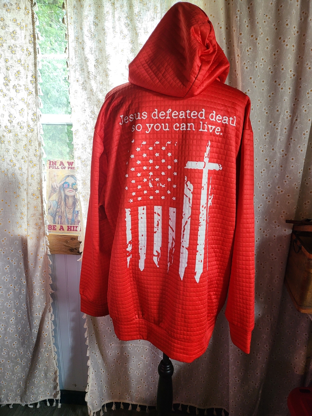Charlie Kirk Freedom Jesus Defeated Death Red Hoodie Size XL - Picture 3 of 4